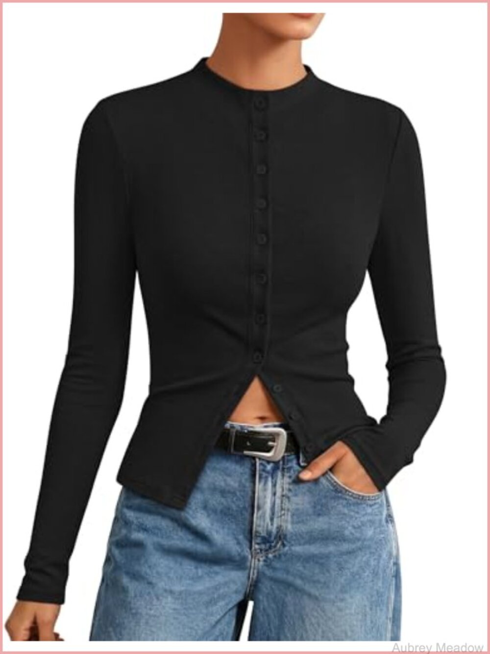 Women's Mock Neck Cardigan Sweater Lightweight Knit Long Sleeve Button Down